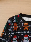 Boy's Long Sleeve Crew Neck Christmas Snowman Santa Claus Knit Pullover Sweater for Autumn Winter Outdoor Casual Activities