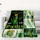 1pc Cozy Cucumber Pickle Blanket - Soft Flannel Throw Blanket for All Seasons - Comfortable, Warm, and Personality Blanket for Family and Friends