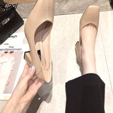 kamames New Women High Heels Set Foot Comfort Square Heel Sexy Prom Wedding Shoes PU Leather Women Shoes High Heel Basic