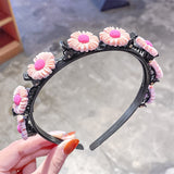 2021 New Girls Cute Flower Double Bangs Hairstyle Braided Hairbands Kids Sweet Hair Ornament Headband Fashion Hair Accessories