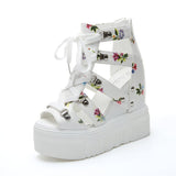 kamames New Summer Roman Sandals High-Heeled Cross-Strapped Women's Shoes 12Cm Heel Fishmouth Shoes