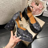 kamames High-Heeled Shoes Women's 2024 New Style Ultra-High Heels Waterproof Table Thick Heels With Mary Jane Single Shoes