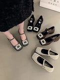 kamames Diamond Mary Jane Women's Shoes 2024 New Spring And Autumn Winter High-Heeled Shoes Black Evening Shoes