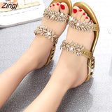kamames New women shoes slippers summer beach sandals Fashion women Rhinestone outdoor slippers flip flops shoes women mujer