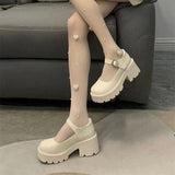 kamames Small Leather Shoes Female White Thick Soles High Soft Sister Mary Jane Shoes Thick Heels Round Head Single Shoes In Spring And Summer Of 2024
