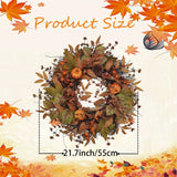 21.6" Classic Autumn Wreath for Front Door - Artificial Pumpkin, Maple Leaves & Berries with Faux Pinecones - Perfect for Halloween & Thanksgiving Decor