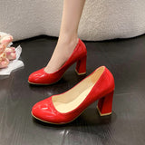 kamames New Spring And Autumn Style Baotou Thick-Heeled High-Heeled Sandals Thick High-Heel Fashion Suit Solid Color Large-Size High-Heeled Shoes