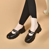 kamames kamames Mary Jane Shoes Korean Version Of Double-Breasted Bow Shallow Flat Shoes With One Foot On Love Shoes