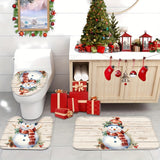 [Trusted] 3pcs Christmas Snowman Bathroom Set: Non-Slip, Absorbent Mats with Toilet Lid Cover & U-Shaped Rug - Soft, Stylish for Bathroom, Laundry & Bedroom