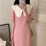 kamames Women Fashion Midi Dresses Chic Korean Sweet Lace Up Clothes Lady Robe Vestidos