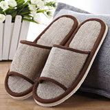 Summer Flax Slippers Women Men Casual Linen Slides Multi-Style Non-Slip EVA Home Flip Flops Indoor Shoes Female Sandals