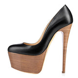 kamames Round Head Waterproof Table Super High Heels Large Size Single Shoes Sexy Platform Heels