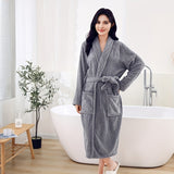 Ultra-Soft Microfiber Bathrobe with Pockets - Quick Dry, Super Absorbent, Thick & Cozy for Couples - Perfect for Fall/Winter