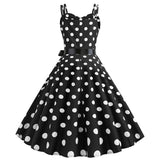 kamames Women Summer Polka Dot Print Party Robe Femme Black Retro Vintage Swing Prom Rockabilly Midi Dresses vestidos