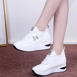 kamames Increase White Women Shoes 2022 Spring Mesh Breathable Sport Casual Shoes Women Wedge Platform Shoes Zapatos De Mujer