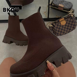kamames 2022 spring New Couple Socks Shoes Women Thick-soled Casual Large Size Net Red Knitted Short Boots Women platform boots
