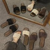 kamames Flat Slippers In The Summer Of 2024 Women Wear Flip-Flops, Flat Heels, Pregnant Women's Comfortable And Fashionable Square-Toe Shoes.