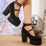 Ultrahigh Heel Platform Super High Heels Shoes - Fashionable Buckle Strap Design, Comfortable Fabric Insole, Solid Color Man-Made Upper, PU Sole, Perfect for All-Season Going Out & Banquet Occasions