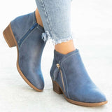 kamames Station 2023 Autumn And Winter Vintage Women's Shoes Thick Heel Large Side Zipper Women's Short Boots Martin Boots