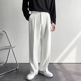 kamames Classic Solid Color Trousers Feel All Kinds Of Men's Casual Pants Live Pleated Spring And Autumn Loose Trousers Korean Version Business