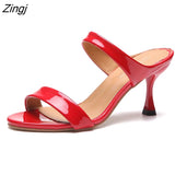 kamames Black Red Heels Slippers Women High Heels Flip Flops Slides Party Shoes New Summer Slippers Zapatillas De Mujer Womens