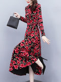 kamames for Women 2022 Spring Autumn New Floral Dress Stand Collar Long Sleeve Fashionable Women's Dress Evening Dresses Robe