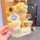 8PCS/Set New Girls Cute Cartoon Plush Flower Hairpins Children Beautiful Hair Clips Barrettes Hairgrips Fashion Hair Accessories