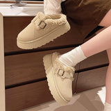 kamames Version Of Muffin Thick-Soled Woolen Shoes Women In 2024 Winter New Snow Boots Wearing Warm And Velveteen Semi-Slippers