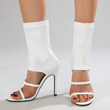 kamames Women's Shoes Summer Women's High-Heeled Sandals 2024 Summer New Elastic Cloth Slippers With Open Toes And High Heels