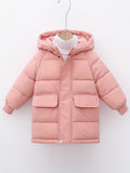 Boys Casual Thick Warm Mid-length Hooded Jacket, Zip Up Coat, Boy's Clothes For Winter Outdoor, As Gift