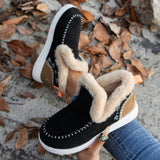 kamames kamames New Thick Bottom Snow Boots Women Add Velvet And Thick Hair Warm Large Size Sewing Bag Women's Cotton Shoes
