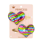 2Pcs/set Sequins Cartoon Love Heart Crown Hair Clips for Girls Handmade Boutique Hairpins Baby Clips Kids Hair Accessories 035