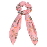 Korean Bow Long Ribbon Hair Scrunchie Chiffon Floral Print Sweet Elastic Hair Band Ponytail Hair Scarf Hair Tie Hair Accessories