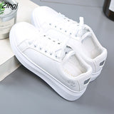 kamames Women Casual Shoes New Spring Women Shoes Fashion Embroidered White Sneakers Breathable Flower Lace-Up Women Sneakers