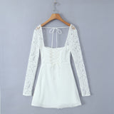 kamames New Lace Sleeve Steel Support Slim Mini Dress In Autumn