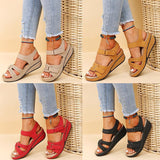 kamames Summer New Retro Women's Sandals Car Line Hole Shoes Large Round Head Slope Heel Comfort
