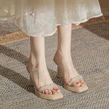 kamames kamames Open-Toe High Heels Single Shoes French Thick Heel Niche Open Sandals Transparent Outside Wear Beautiful High Heels
