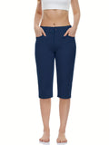 Versatile Women's Stretch Capris - Comfy Pockets, Flexible Fit for Office, Golf & Yoga