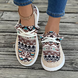 kamames Spring New Laced Canvas Loafers, Women's Shoes, Flat-Soled Casual Shoes, Ladies' Cloth Shoes, Mother's Shoes.