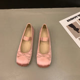 kamames Pink Ballet Shoes Fairy Shoes 2024 New Spring Vintage Satin Silver Mary Jane Shoes