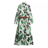 kamames Spring Style Belt Printed Shirt Dress 2627123