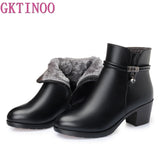 GKTINOO 2021 NEW Fashion Soft Leather Women Ankle Boots High Heels Zipper Shoes Warm Fur Winter Boots for Women Plus Size 35-43