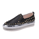 kamames Flats Loafers Shoes Comfortable Leather Casual Shoes New Rivet Slip on Flat Shoes Women's Sports Shoes Zapatillas Mujer