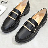 kamames And American Fashion Women's Shoes Retro Loafers Small Leather Shoes Metal Decoration Single Shoes2023