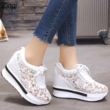 kamames Summer New Lace Breathable Sneakers Women Shoes Comfortable Casual Woman Platform Wedge Shoes