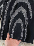 kamames Women Sexy Black Bling Diamonds Bodycon Mini Dress Female Spring Autumn Elegant V-Neck Long Sleeve High Waist Party Vestidos New