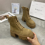 kamames Boots Suede Leather Women Flat Platform Short Boots Ladies Shoes Fashion Autumn Winter Boots Platform Shoes