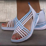 kamames Summer Large-Size Slope Heel Sandals Women's Hollowed-Out And Breathable Movement Preparation Fish Mouth Shoes Roman Women's Sandals