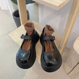 kamames Jane Single Shoes Women's 2024 Thick Soles Internet Celebrities Korean Version Of The Retro College British Style Big Head Small Leather Shoes
