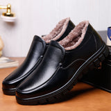 Winter Warm Fur Loafers Men Leather Casual Shoes Men Walking Footwear Non-slip Thick Sole Warm Men's Sneakers Leather moccasins